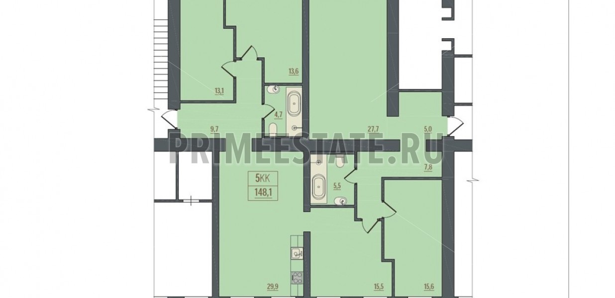 Комплекс «6|3» — квартира  5-комнатная квартира 148,1 кв. м в комплексе «6|3» (фото 17)